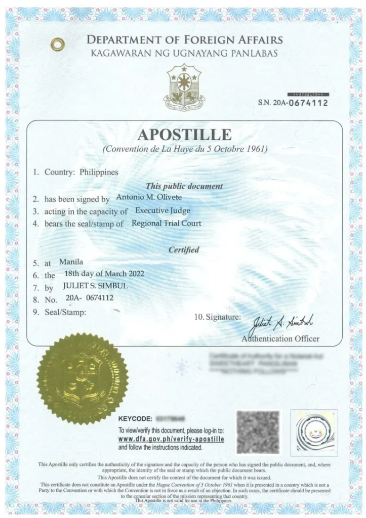 apostille certification